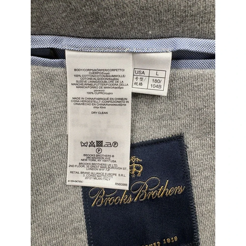 Brooks Brothers 100% Cotton Blazer Light Grey Unlined Size Large